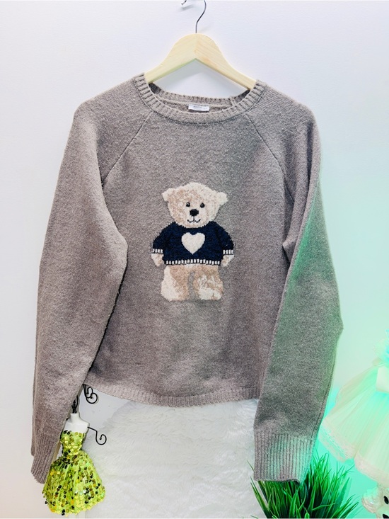 Ardene Sweaters - XL Cozy Bear Knit Sweater - Taupe with Navy Accent 🐻